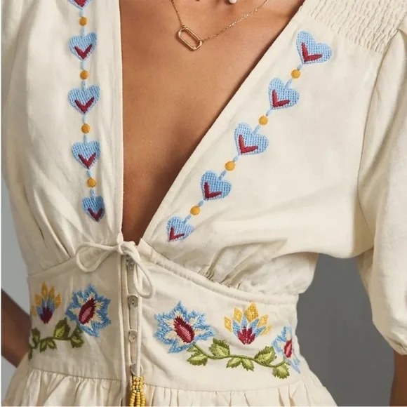 FARM RIO EMBROIDERED PEPLUM ROMPER SIZE Medium - Picture 8 of 9